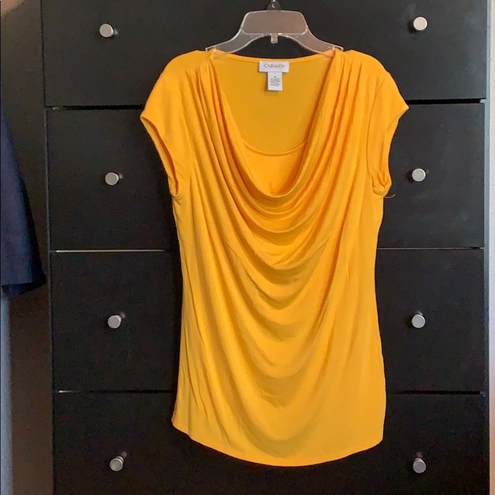 Carmen Marc Valvo short sleeve cowl neck top